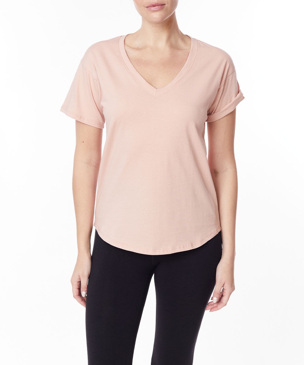 COTTON JERSEY V NECK TEE